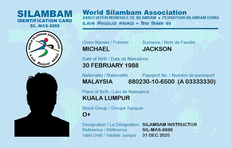 Silambam Membership and Members Identity Card sample